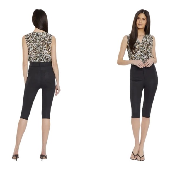 NYDJ Longline Sclupt-Her Side Slit Jet Black Lift Tuck Technology Shorts Pants - Picture 1 of 15